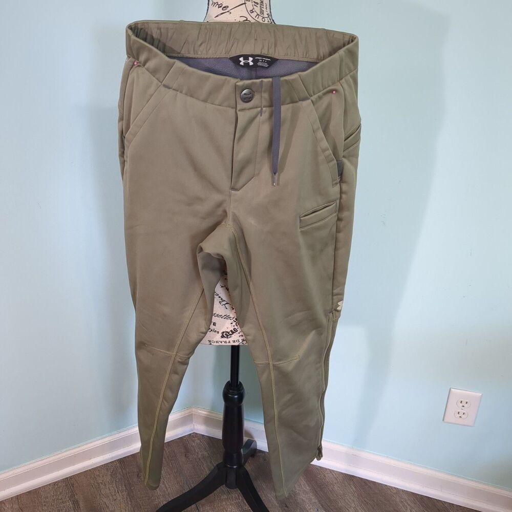 Mens Under Armour Cold Gear Storm Fleece Pants Khaki Small Water Resistant